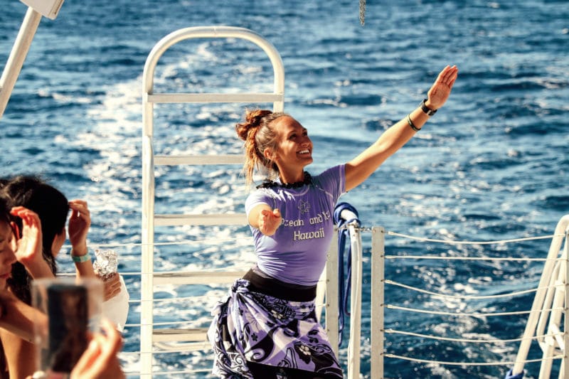 Hula dancing on a sunset waikiki tour