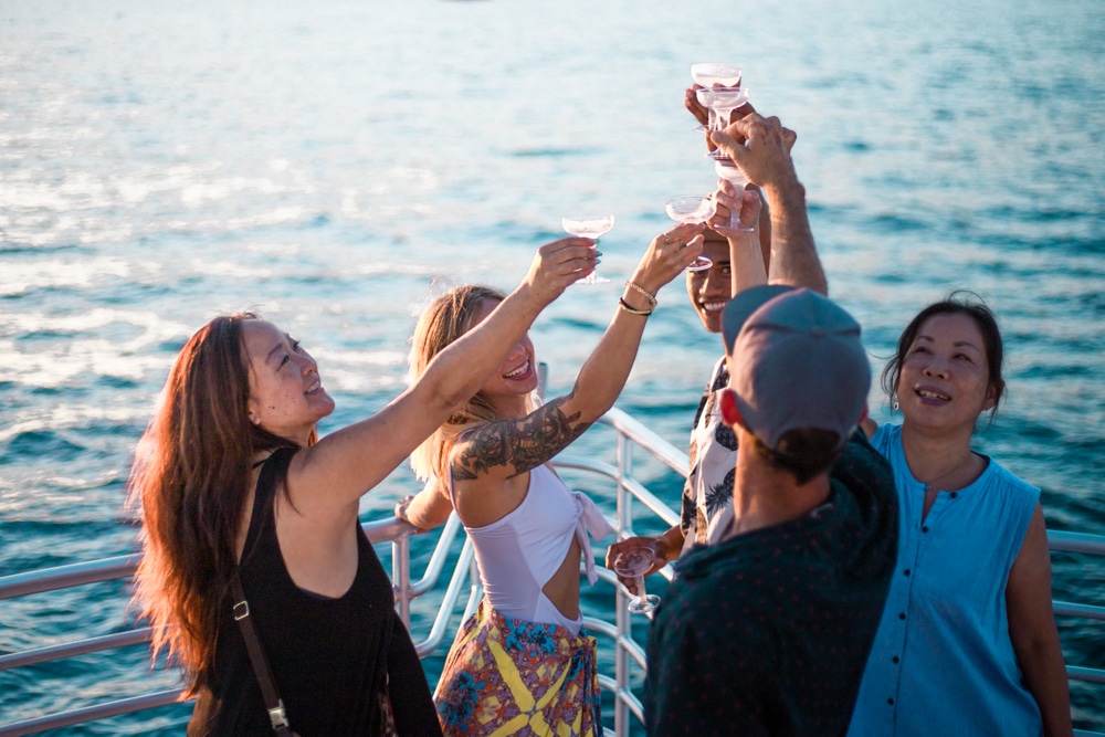 Fun celebration by the sea